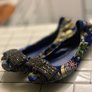 Tory Burch Viola Embellished Bow Ballet Flats